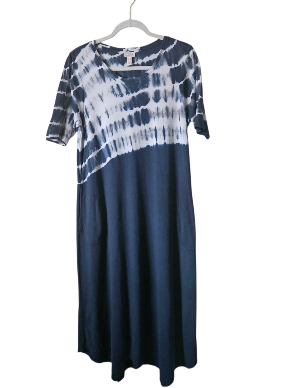 LOGO by Lori Goldstein Tie- Dye Asymmetric Hem Midi Dress Small